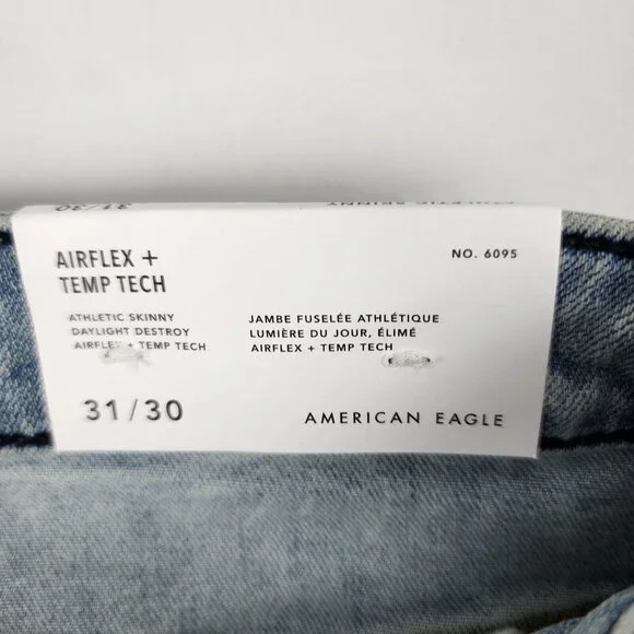 SOLD OUT American Eagle Jeans Mens 31x30 Blue Airflex + Temp Tech Skinny NWT - Picture 12 of 13